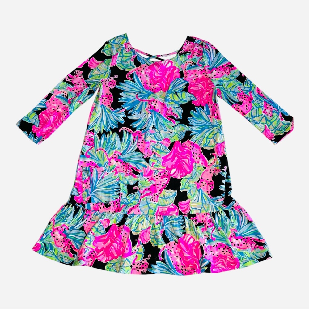 Lilly Pulitzer Girls Jena Dress Onyx Jaguar Jungle Size L 8/10